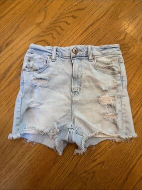 American Eagle Outfitters Light Blue Distressed Denim Shorts